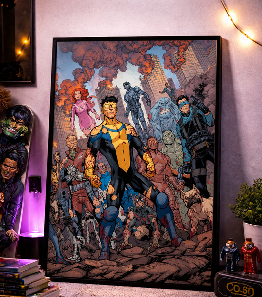 Invincible Cast Battle Scene Poster Print | Premium Wall Art