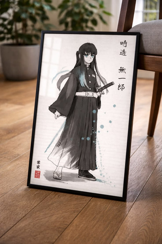 Demon Slayer Muichiro Ink Wash Poster Print | Premium Wall Art
