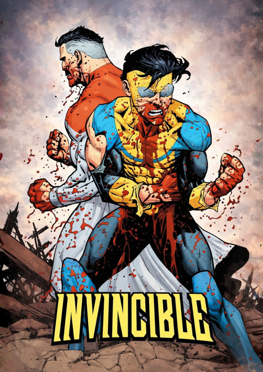 Invincible vs Omni-Man Battle Poster Print | Premium Wall Art